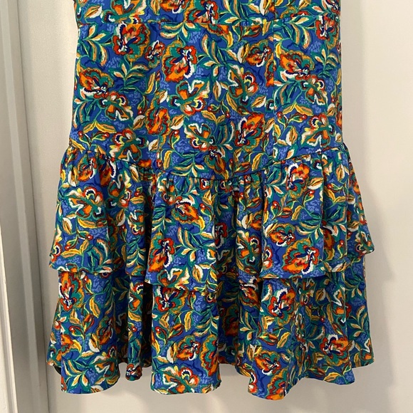 City Studio LIKE NEW tropical blue print floral tiered ruffle skirt mini dress - Picture 5 of 10